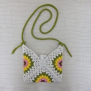 Crochet Handmade Sunflower Boho Chic Granny Square Envelope Purse